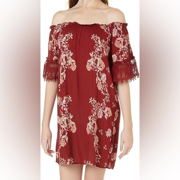Angie Bohemian Off The Shoulder Mini Dress Sz L - Picture 1 of 4